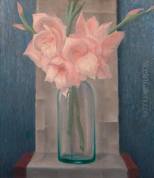 Flowers In A Bottle Oil Painting by Hendrikus Joannes Bayens