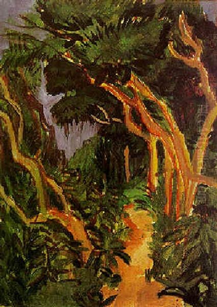 Fehmarnlandschaft, Waldweg (landscape In Fehmarn, Forest Path) Oil Painting by Ernst Ludwig Kirchner