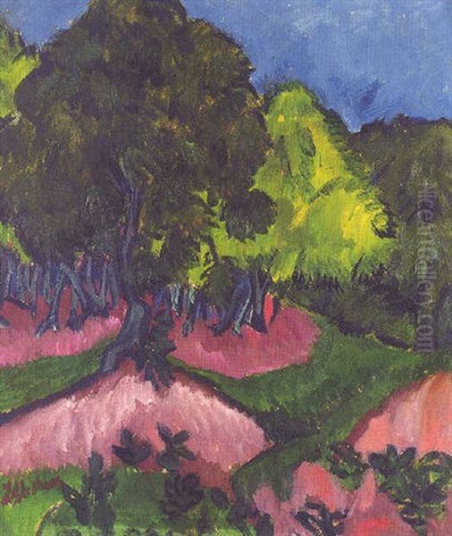 Landschaft Mit Kastanienbaum Oil Painting by Ernst Ludwig Kirchner