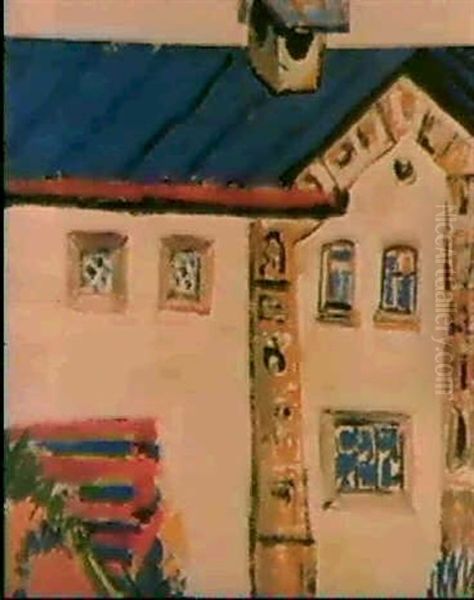 Engadiner Haus Mit Schornstein Oil Painting by Ernst Ludwig Kirchner