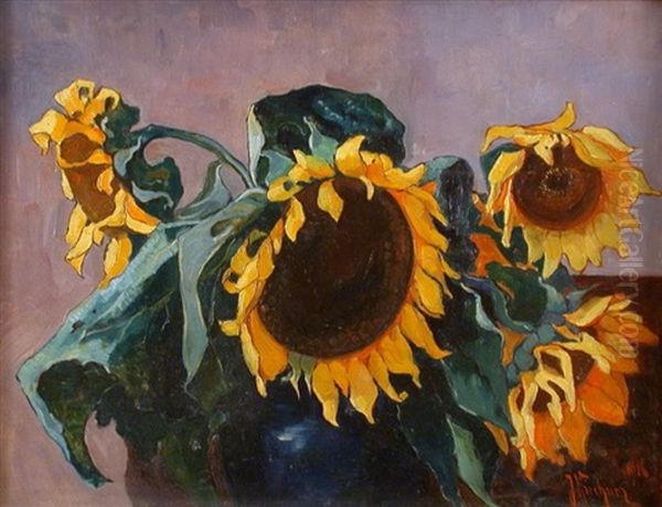 Sloneczniki Oil Painting by Jozefina Kirchner