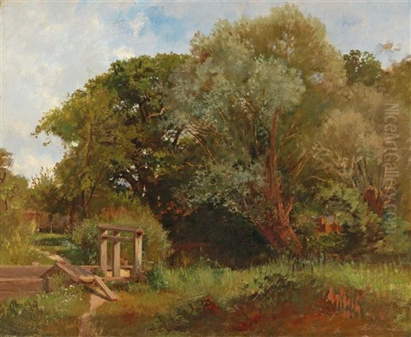 By The Mill Weir Oil Painting by Ernestine Von Kirchsberg