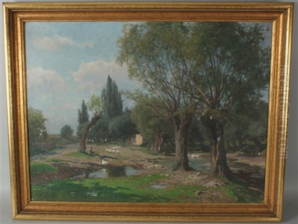 Weidenbild Aus Niederosterreich Oil Painting by Ernestine Von Kirchsberg