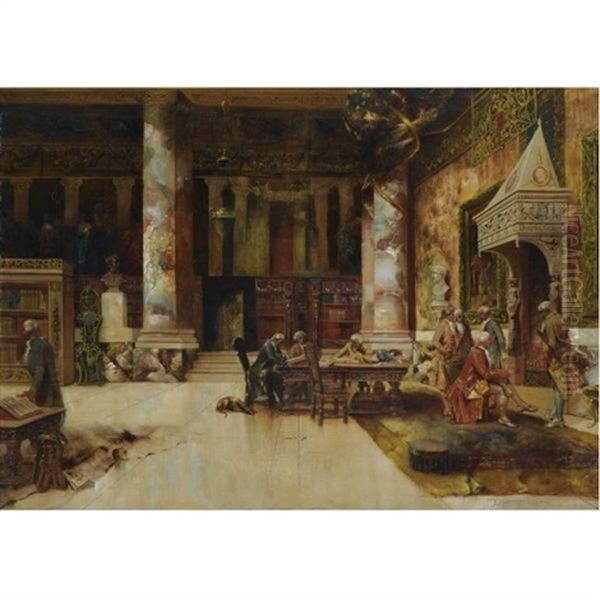 In The Library Oil Painting by Frank Le Brun Kirkpatrick