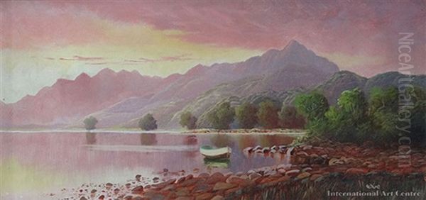 Sunset, Te Anau Oil Painting by Henry William Kirkwood