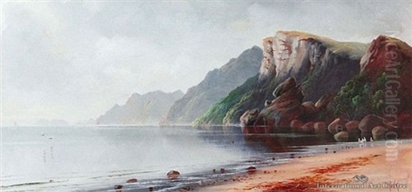 Cliffs, Mercury Island Oil Painting by Henry William Kirkwood