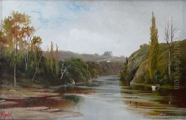 King Country River Oil Painting by Henry William Kirkwood