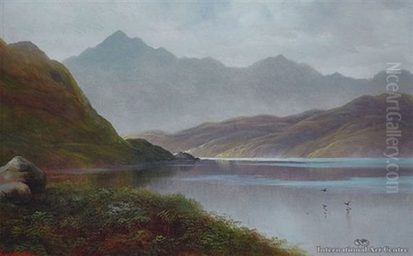 Lake Scene, Southland Oil Painting by Henry William Kirkwood