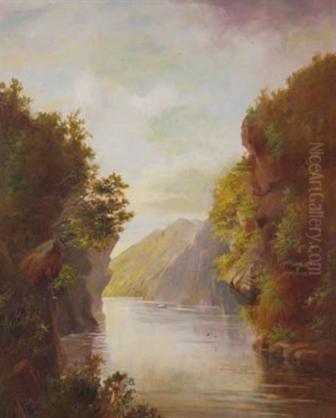 The Upper Reaches Of The Wanganui, Nz Oil Painting by Henry William Kirkwood