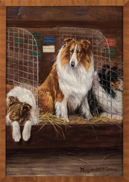 Collies In Kennel Oil Painting by Marguerite Kirmse