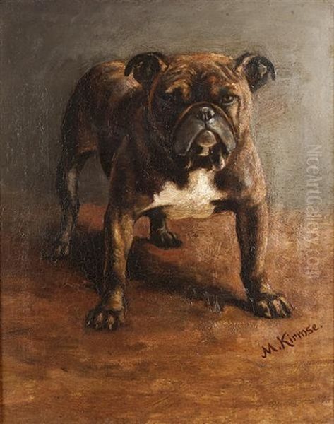 Standing Toy Bulldog Oil Painting by Marguerite Kirmse