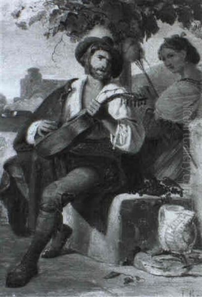 Junges, Italienisches Bauernpaar Oil Painting by Johann Baptist Kirner