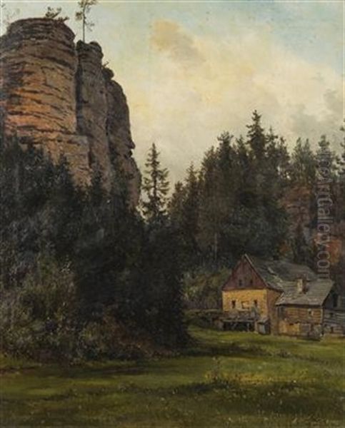 Dolsky Mill (grundelmuhle) Oil Painting by Alois Kirnig