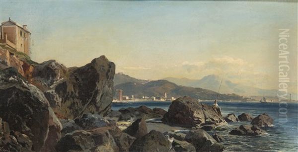 A Motif From Liguria Oil Painting by Alois Kirnig