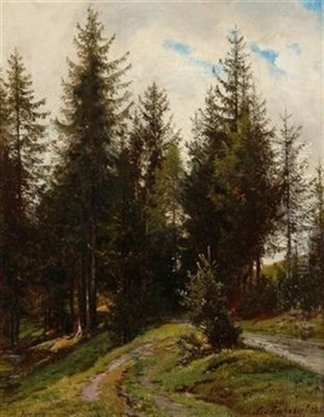 Baume Am Weg Oil Painting by Alois Kirnig