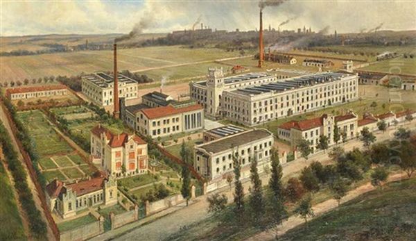 The Grab M.& Fiai Factory In Gyor Oil Painting by Alois Kirnig