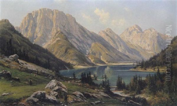 Der Raiblersee In Karnten Oil Painting by Alois Kirnig