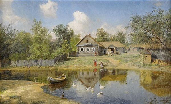 The Village Pond Oil Painting by Aleksandr Aleksandrovich Kiselev