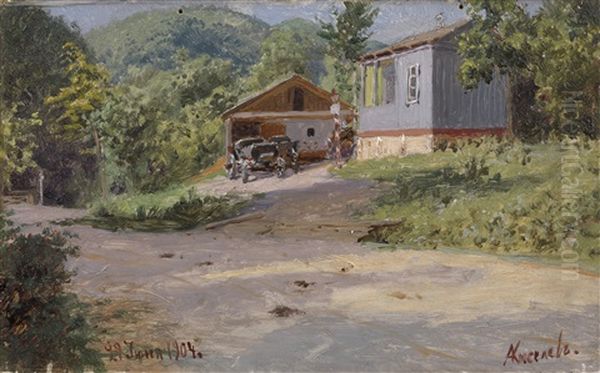 House By The Road Oil Painting by Aleksandr Aleksandrovich Kiselev