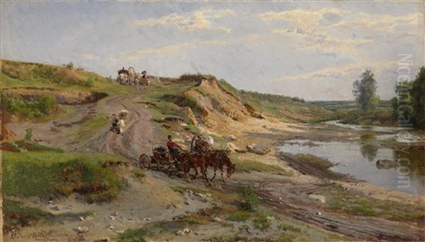 Down By The Stream Oil Painting by Aleksandr Aleksandrovich Kiselev