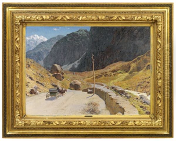 Georgian Military Road Oil Painting by Aleksandr Aleksandrovich Kiselev