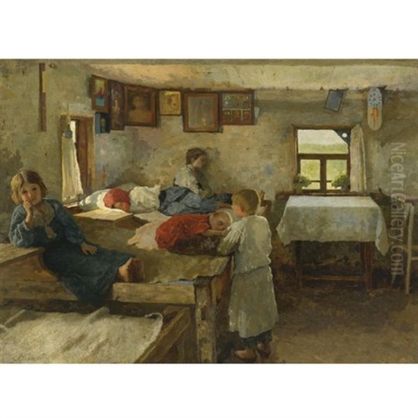 A Drowsy Morning Oil Painting by Aleksandr Aleksandrovich Kiselev