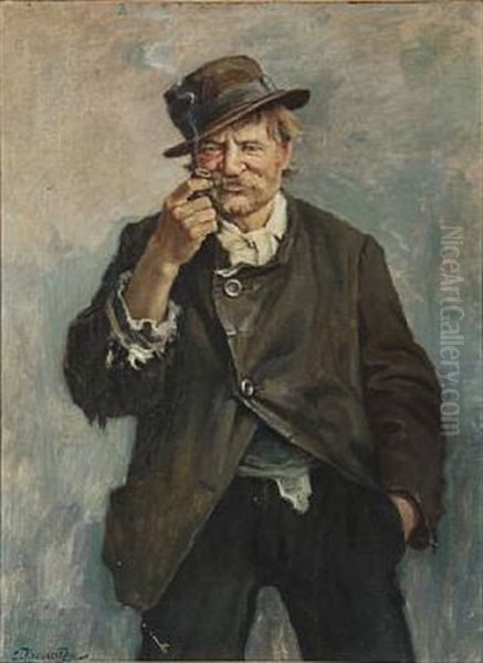 A Vagabond Oil Painting by Solomon Yakovlevich Kishinevsky