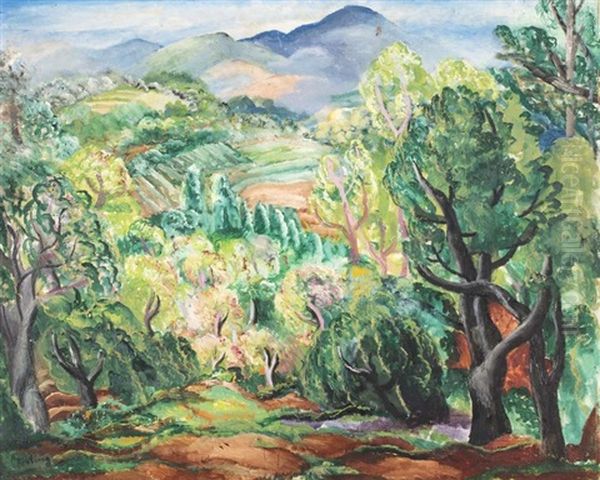 Paysage Mediterraneen Oil Painting by Moise Kisling