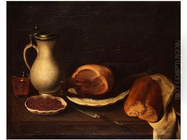 Stilleben Mit Schinken Und Krug Oil Painting by Philipp Heinrich Kisling