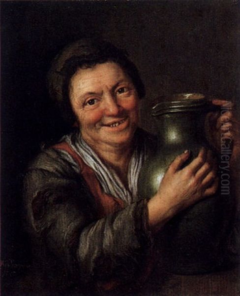 Lachende Frau Mit Einem Krug Oil Painting by Philipp Heinrich Kisling