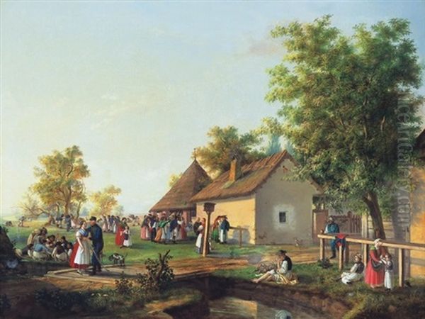 Mulatsag A Regi Magyarorszagon - Hungarian Feast In The Old Days Oil Painting by Balint Kiss