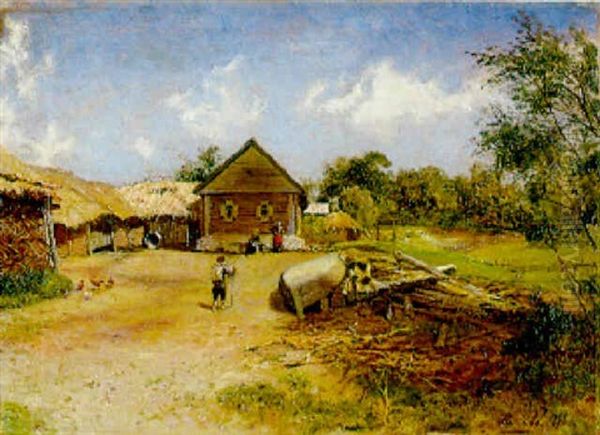 Une Ferme Oil Painting by Alexandre Alexandrovitch Kisseliev