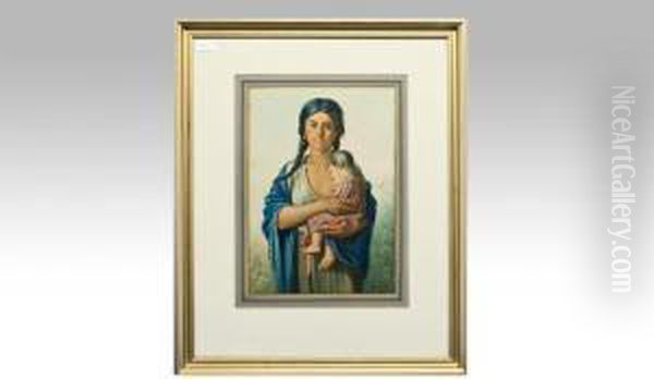 Mother & Child Oil Painting by Hermann Bayer