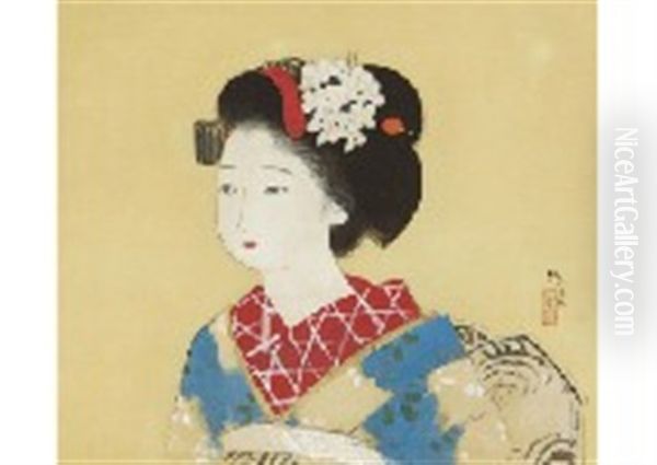 Maiko Oil Painting by Tsunetomi Kitano