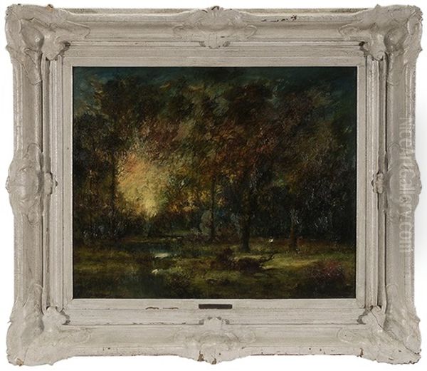 Sunset In A Woodland Clearing Oil Painting by Hudson Mindell Kitchell