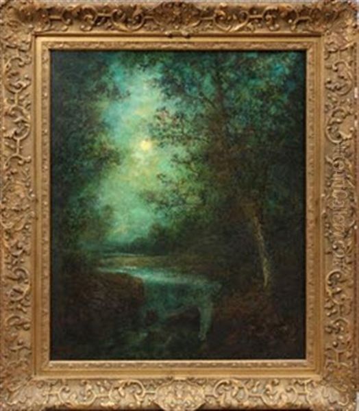 Twilight Waterfall Oil Painting by Hudson Mindell Kitchell