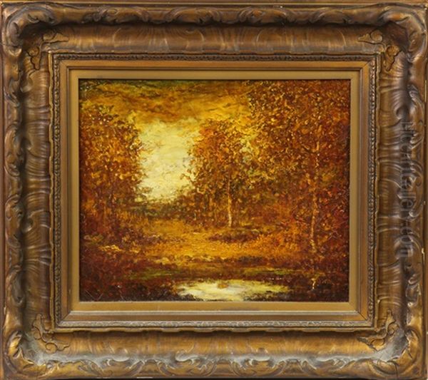 Autumn Landscape W/stream Oil Painting by Hudson Mindell Kitchell