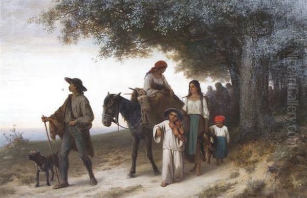 Traveling Gypsies Oil Painting by Hermann Bayer