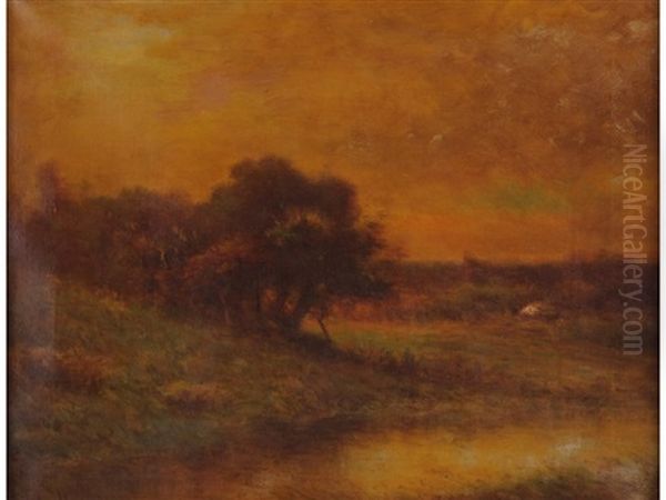 Autumn Evening Oil Painting by Hudson Mindell Kitchell