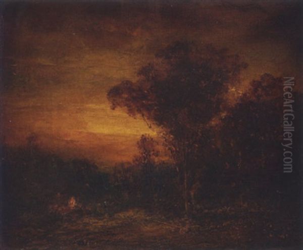 Autumn Woods Oil Painting by Hudson Mindell Kitchell