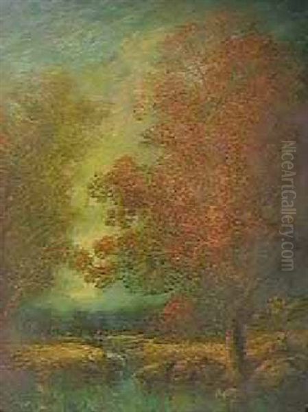 Autumn Landscape With Trees Oil Painting by Hudson Mindell Kitchell