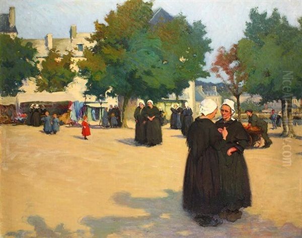 The Village Square,  Brittany Oil Painting by Joseph Milner Kite