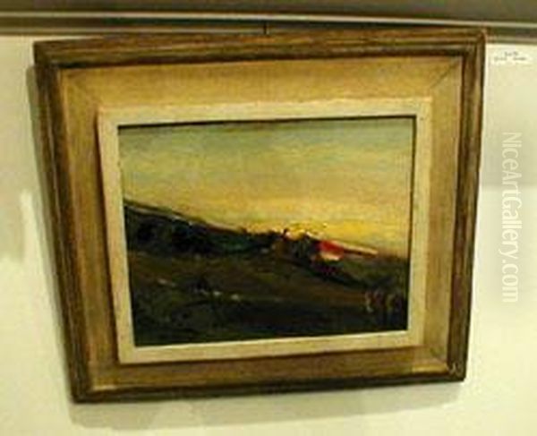 Landscape, Sunset Oil Painting by Hermann Bayer