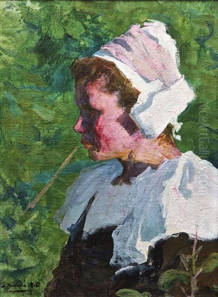 Portrait Of A Breton Girl Oil Painting by Joseph Milner Kite