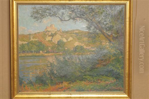 French River Landscape With A Fortified Castle Oil Painting by Joseph Milner Kite