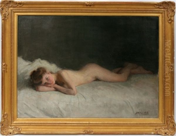 Reclining Female Nude Oil Painting by Joseph Milner Kite