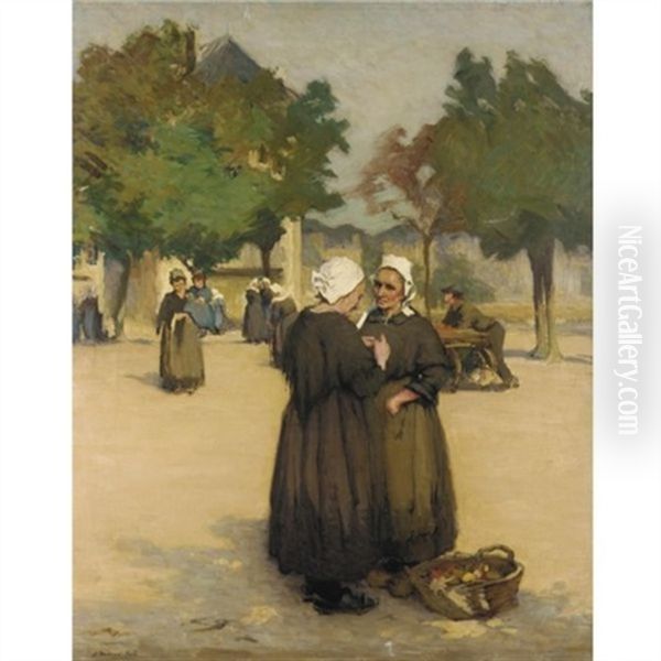 Village Gossip Oil Painting by Joseph Milner Kite