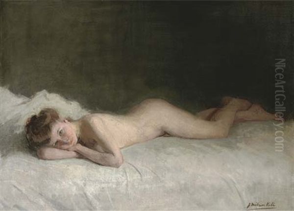 Reclining Female Nude Oil Painting by Joseph Milner Kite