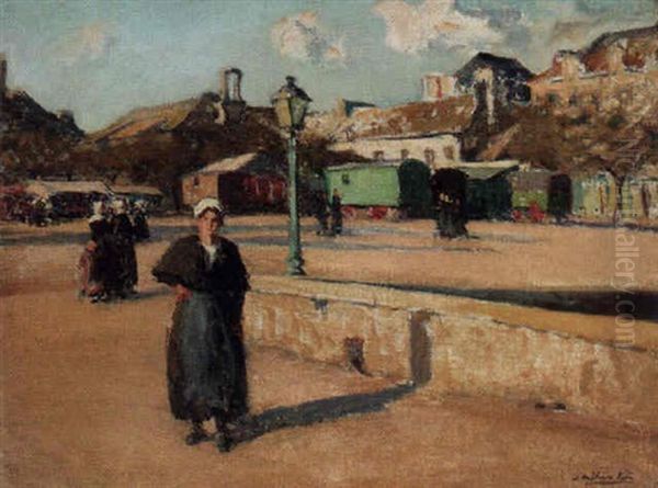 Brittany Square Oil Painting by Joseph Milner Kite