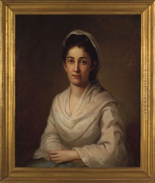 Portrait Of A Woman In White Oil Painting by Nicholas Biddle Kittell